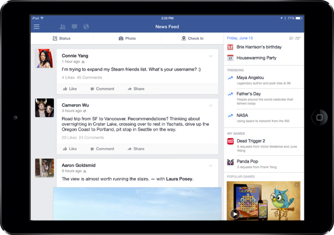 Facebook iPad Update Facebook iPad Update