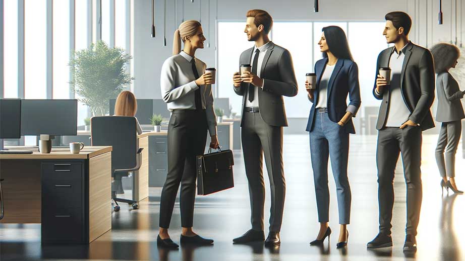 DALL-E Office Workers Drinking Coffee